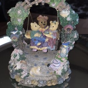 Charming Bear Family Figurine on Swing